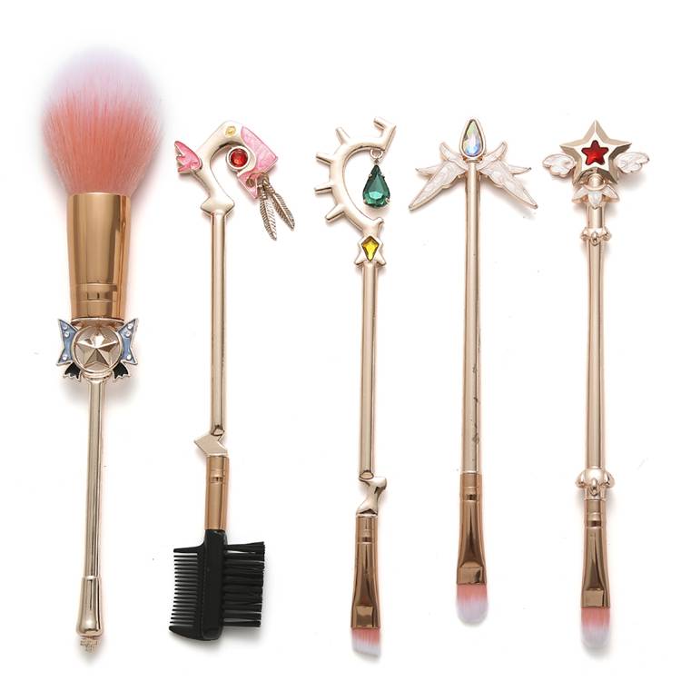 Magic Girl 5pcs/set Cosmetic Powder Eyeshadow Eyebrow Brush Kit Girl Beauty Makeup Brushes Set